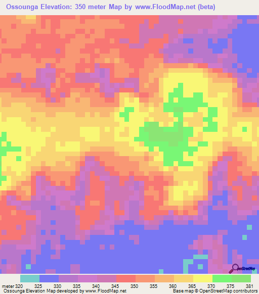 Ossounga,Congo (Brazzaville) Elevation Map