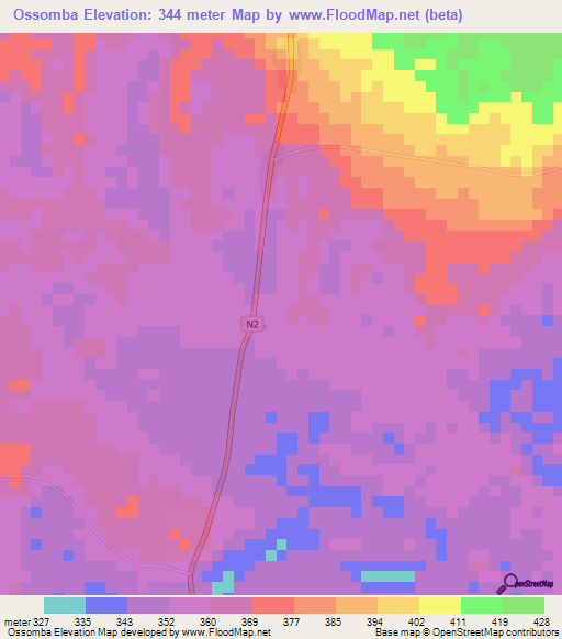 Ossomba,Congo (Brazzaville) Elevation Map