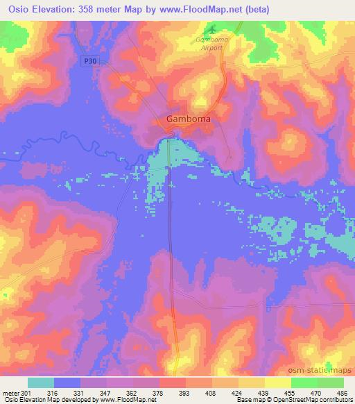 Osio,Congo (Brazzaville) Elevation Map