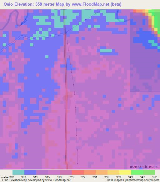 Osio,Congo (Brazzaville) Elevation Map