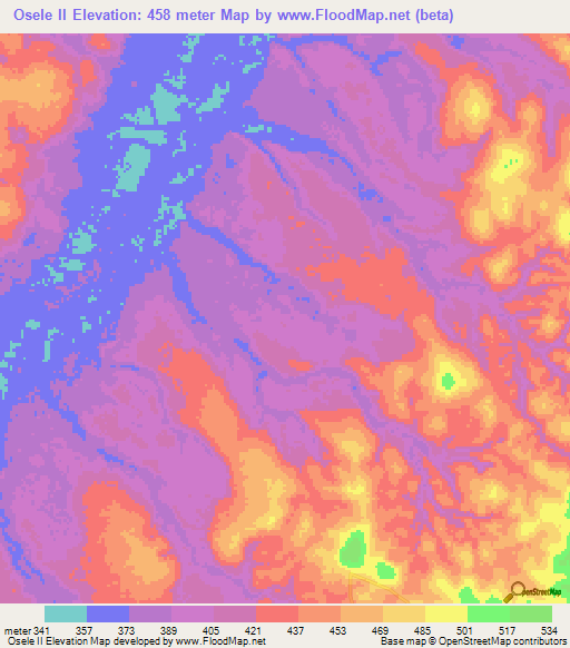 Osele II,Congo (Brazzaville) Elevation Map