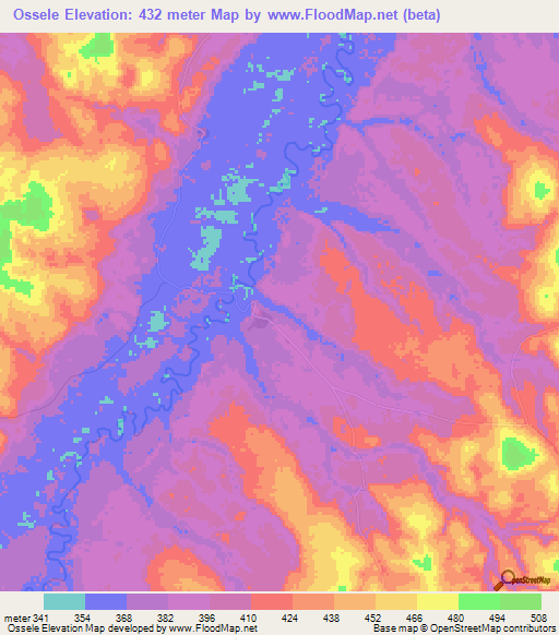 Ossele,Congo (Brazzaville) Elevation Map