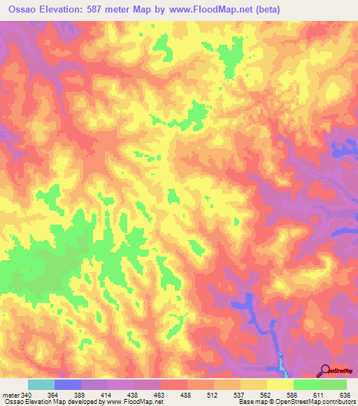 Ossao,Congo (Brazzaville) Elevation Map
