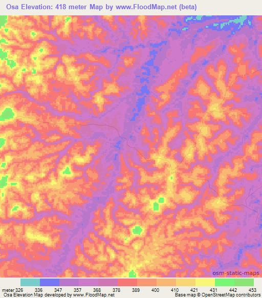 Osa,Congo (Brazzaville) Elevation Map