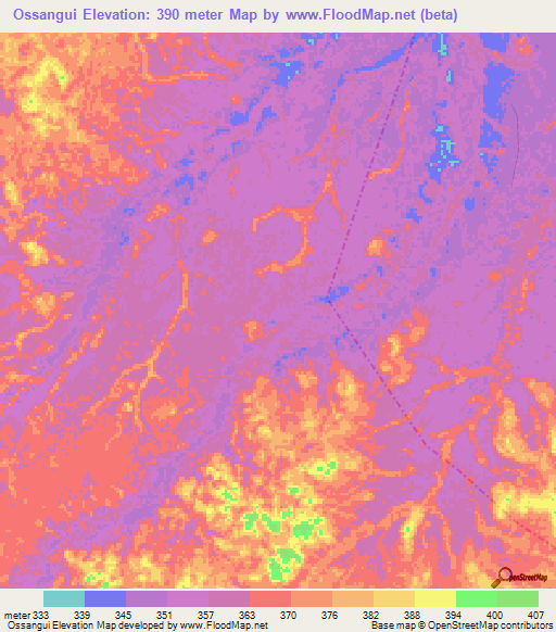 Ossangui,Congo (Brazzaville) Elevation Map