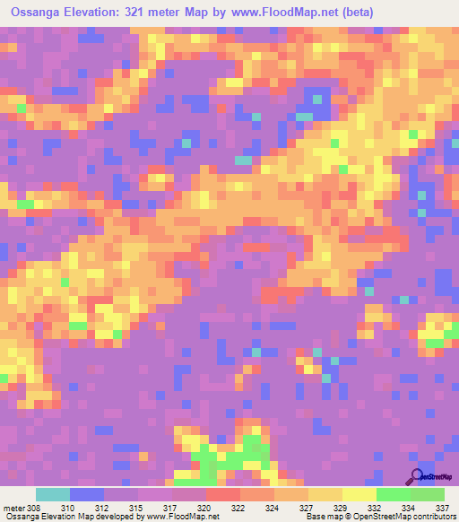 Ossanga,Congo (Brazzaville) Elevation Map