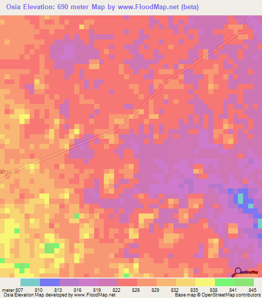 Osia,Congo (Brazzaville) Elevation Map