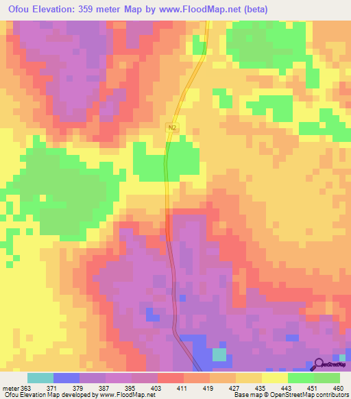 Ofou,Congo (Brazzaville) Elevation Map