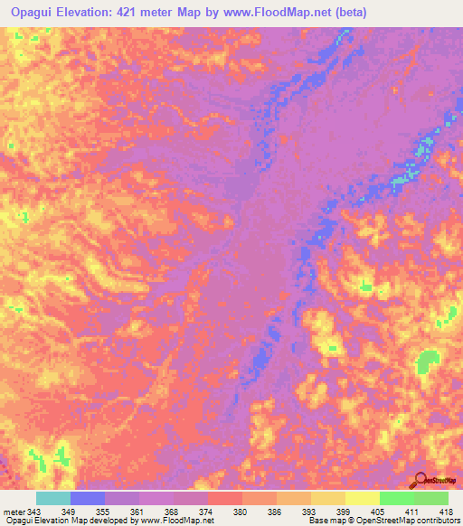 Opagui,Congo (Brazzaville) Elevation Map