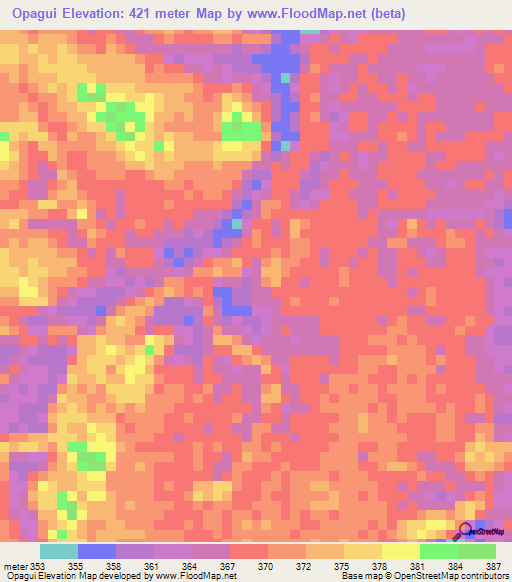 Opagui,Congo (Brazzaville) Elevation Map