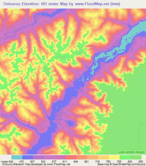 Ontourou,Congo (Brazzaville) Elevation Map