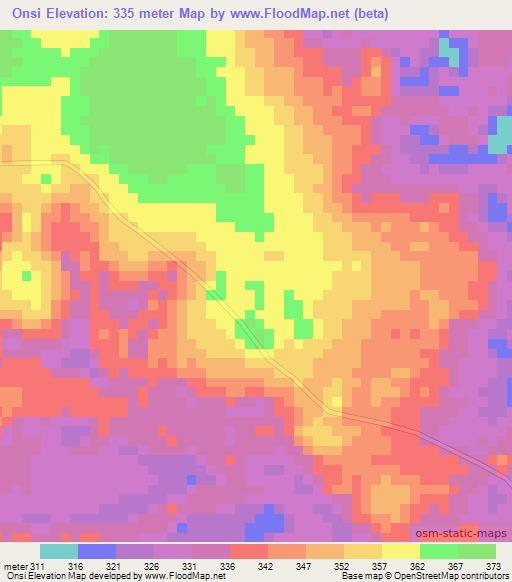 Onsi,Congo (Brazzaville) Elevation Map