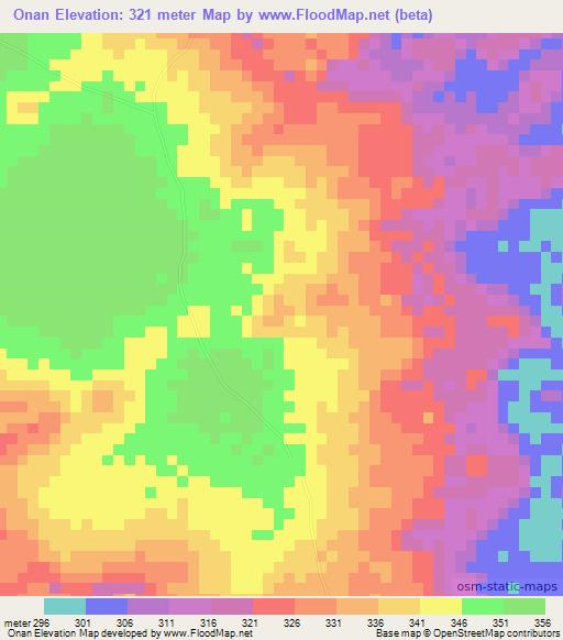 Onan,Congo (Brazzaville) Elevation Map