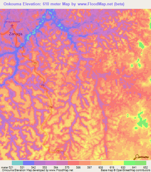 Onkouma,Congo (Brazzaville) Elevation Map