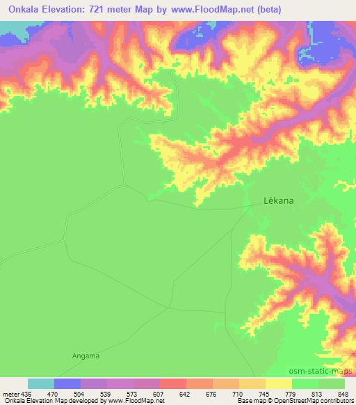 Onkala,Congo (Brazzaville) Elevation Map