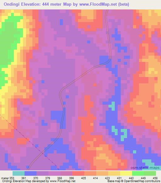 Ondingi,Congo (Brazzaville) Elevation Map
