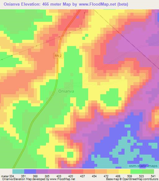 Onianva,Congo (Brazzaville) Elevation Map