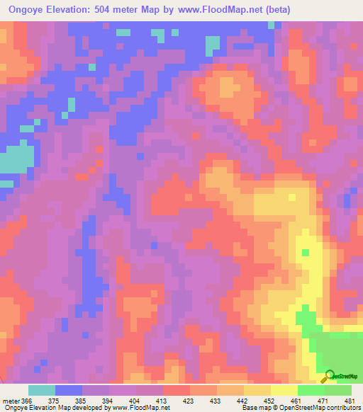 Ongoye,Congo (Brazzaville) Elevation Map