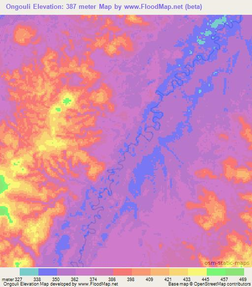 Ongouli,Congo (Brazzaville) Elevation Map
