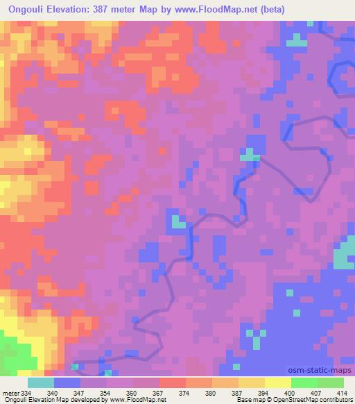 Ongouli,Congo (Brazzaville) Elevation Map