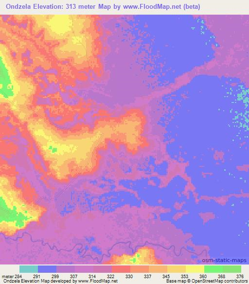 Ondzela,Congo (Brazzaville) Elevation Map