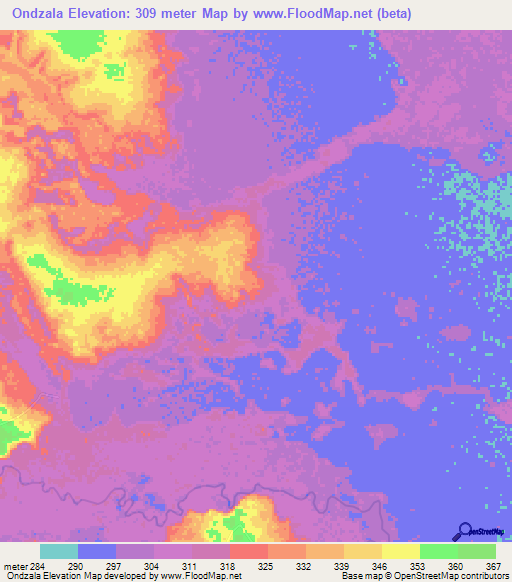 Ondzala,Congo (Brazzaville) Elevation Map