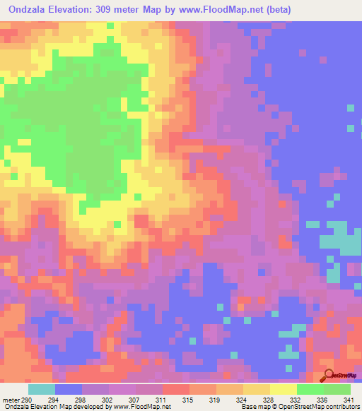 Ondzala,Congo (Brazzaville) Elevation Map