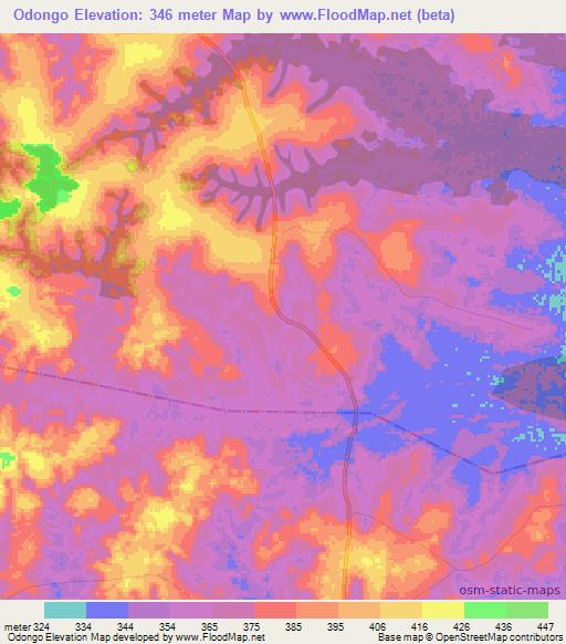 Odongo,Congo (Brazzaville) Elevation Map