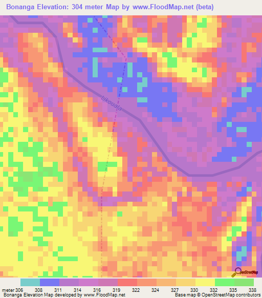Bonanga,Congo (Brazzaville) Elevation Map