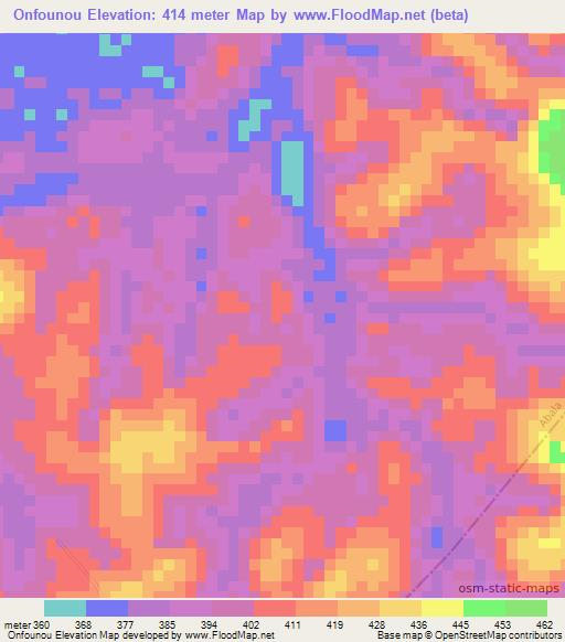 Onfounou,Congo (Brazzaville) Elevation Map