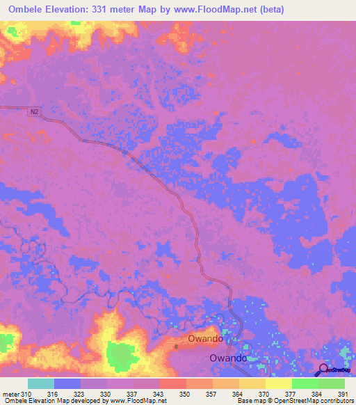 Ombele,Congo (Brazzaville) Elevation Map