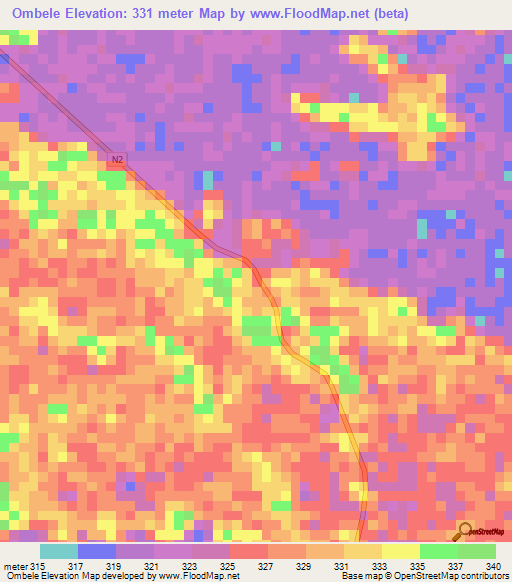 Ombele,Congo (Brazzaville) Elevation Map