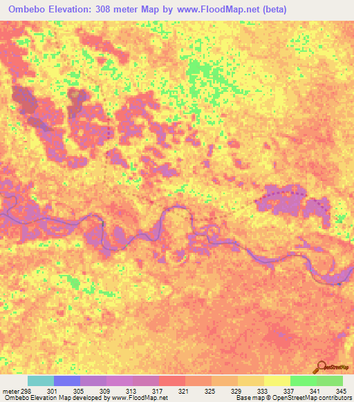 Ombebo,Congo (Brazzaville) Elevation Map