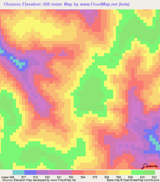 Olounou,Congo (Brazzaville) Elevation Map
