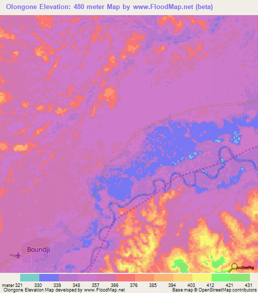 Olongone,Congo (Brazzaville) Elevation Map
