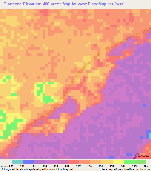 Olongone,Congo (Brazzaville) Elevation Map