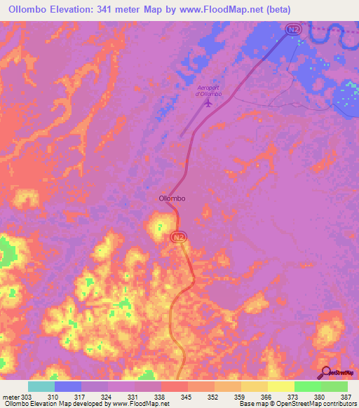 Ollombo,Congo (Brazzaville) Elevation Map
