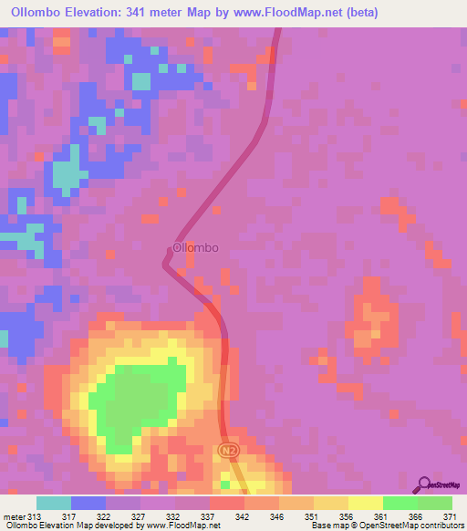 Ollombo,Congo (Brazzaville) Elevation Map