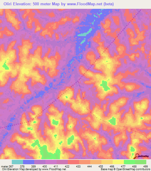 Oliri,Congo (Brazzaville) Elevation Map