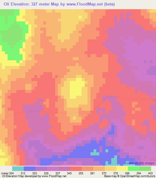 Oli,Congo (Brazzaville) Elevation Map