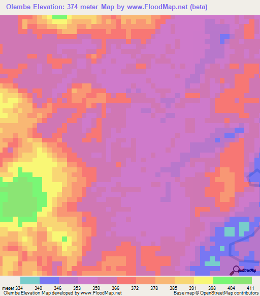 Olembe,Congo (Brazzaville) Elevation Map