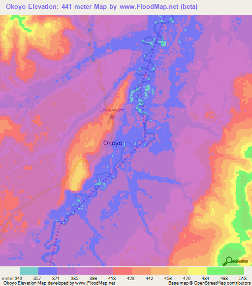 Okoyo,Congo (Brazzaville) Elevation Map