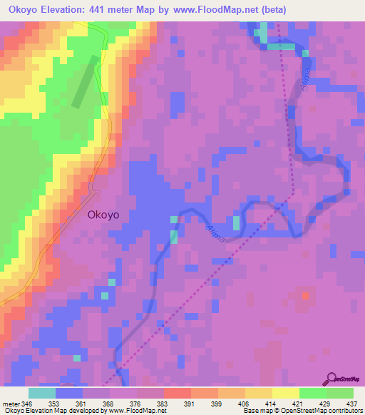 Okoyo,Congo (Brazzaville) Elevation Map