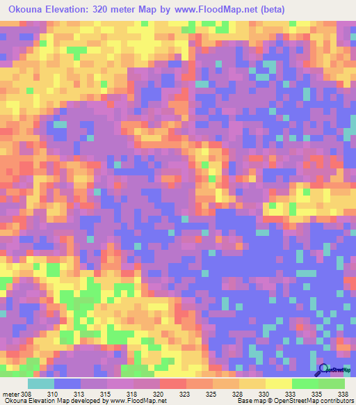 Okouna,Congo (Brazzaville) Elevation Map