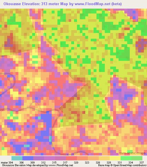 Okouasse,Congo (Brazzaville) Elevation Map