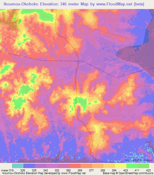 Ikoumou-Okohoko,Congo (Brazzaville) Elevation Map