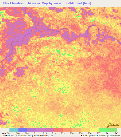 Oko,Congo (Brazzaville) Elevation Map