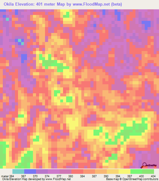 Okila,Congo (Brazzaville) Elevation Map