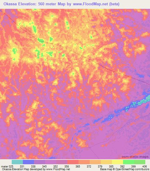 Okassa,Congo (Brazzaville) Elevation Map