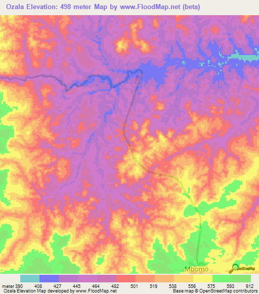 Ozala,Congo (Brazzaville) Elevation Map
